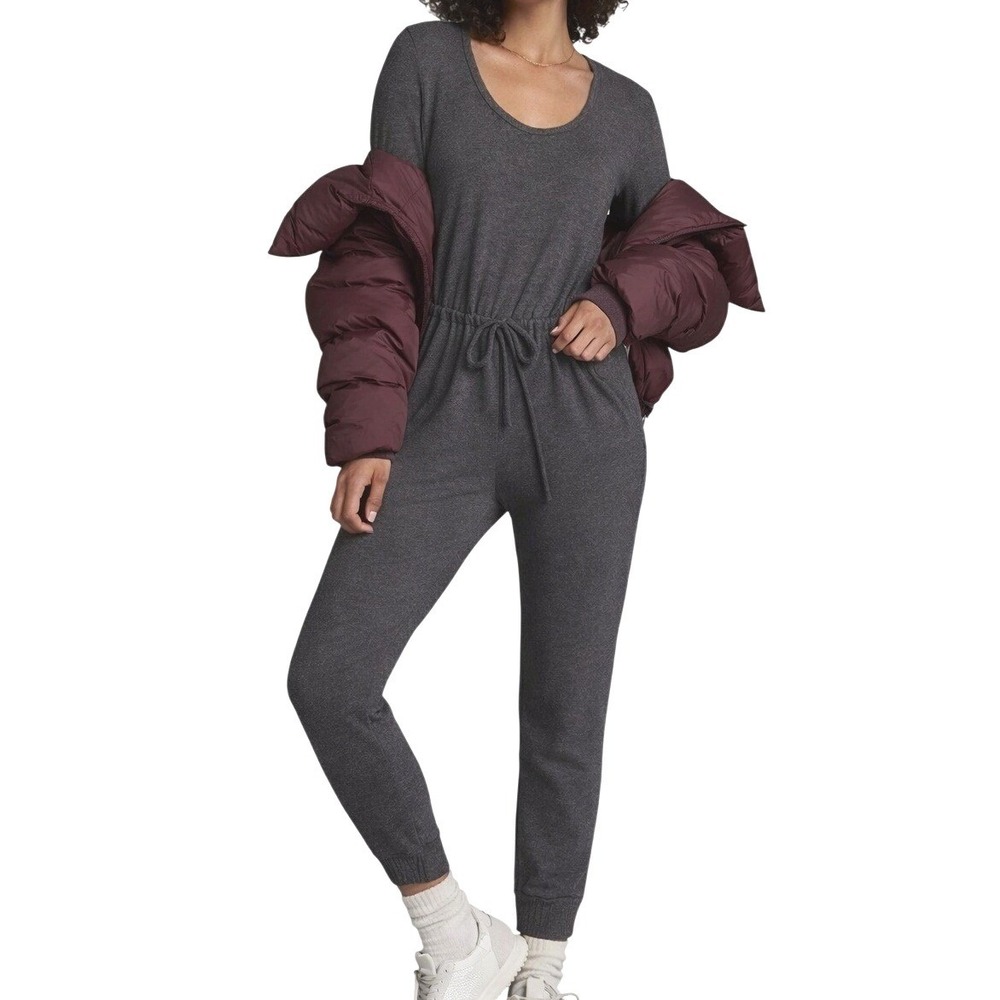 Sundry Charcoal Knit Jumpsuit‎ Long Sleeve Jogger Comfy Cozy Luxe  XS